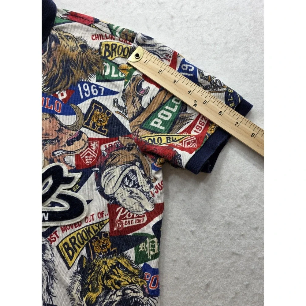 Polo Ralph Lauren Men's Collegiate Multicolor Banner & Mascot Polo Shirt. Size M - Picture 6 of 8